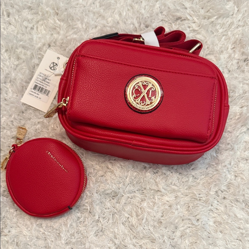 ⭐️$25⭐️CXL by Christian Lacroix Red camera Bag with Coin Pouch NWT